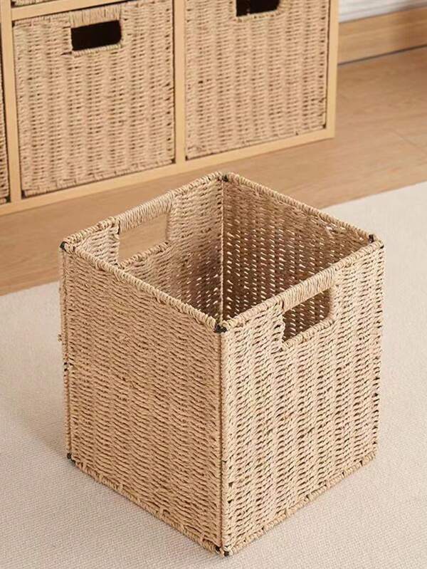 1PC Woven Storage Bins Collapsible Storage Basket Closet Storage Organizer For Wardrobe Home Bedroom Bathroom