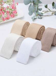 1 cravate tricotée à dessus plat blanche champagne faite à la main, adaptée aux mariés, aux garçons d'honneur, aux affaires quotidiennes et aux vêtements de ville décontractés