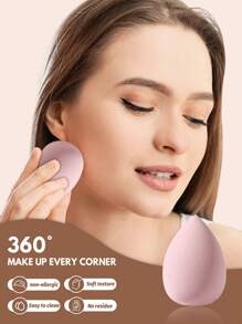 5pcs Makeup Sponge Set, Includes Regular And Mini Sponges, Fingertip Sponges, Triangle Sponges For Loose Powder And Liquid Foundation Sponge Pads - Pink - View 5