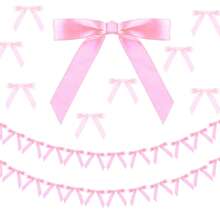 2pcs Bowknot Pendant Decors, Pink & Black Bowknot Backdrop Banners For Birthday Party, Wedding, Bachelorette Party Decorations