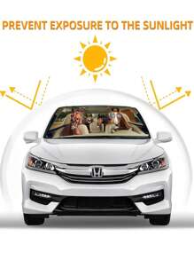 1 pièce Pare-soleil pour pare-brise de voiture en forme amusante de cheval, conçu pour protéger votre véhicule, bloque les rayons UV, pliable pour garder la fraîcheur, convient aux voitures, SUV, camping-cars, camions et véhicules tout-terrain - Matériau en polyester , 59x27 pouces, cadeau pour les amateurs de chevaux