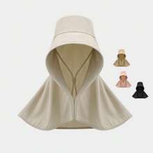 Damen Oversized Sonnenhut UPF 50+ mit breiter Krempe - atmungsaktiv & leicht, wasserbeständiges Polyester, faltbarer Reisehut für Wandern/Strand/Stadt, Gesichts-, Nacken- und Ohrschutz (Schwarz/Beige) - Verschiedenfarbig - Übersicht 3