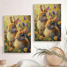 1/2pcs 5D Diamond Painting Kit, Round Full Drill Canvas, Animal Theme Bunny Artwork, Mosaic Craft Wall Art For Home Decor, DIY Diamond Art For Beginners, Frameless 30x40cm, Ideal For New Year Gift