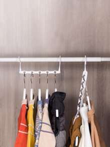 可折叠节省空间的神奇衣架，多功能5孔连接器带加强挂钩可360°旋转，ABS塑料堆叠挂钩级联收纳架，适用于大学宿舍和橱柜，完全组装