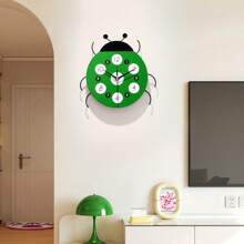 1pc 12-Inch Silent Ladybug Wall Clock, Wall Hanging Decor, Crafts, Suitable For Bedroom, Home, Dorm, Bathroom, Home Decoration, Room Decoration, Office Decoration, Wall Clock, Holiday Gift, New Home Decor