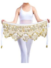 320枚肚皮舞硬币腰链，三层臀巾，适合舞蹈练习、舞蹈训练，夏季秋季、万圣节适用 - 錢幣肚皮舞腰鏈 - 查看 2