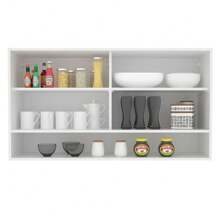 Armario Alto Madesa Glamy 2 Puertas Corredizas De Cristal - Blanco - Ver 4