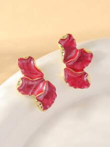2pcs White Geometric Floral Earrings - Casual Elegant Luxury Design Women Earrings