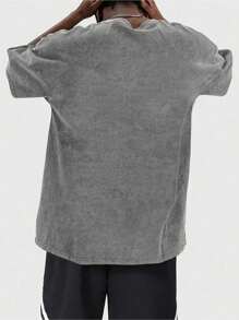 1 Pcs 230gsm New Design Printed Men's T Shirt, Versatile Round Neckline Short Sleeve T Shirt For Men - Soft & Comfortable Washed Cotton Men's Tee For All Seasons Wardrobe - 淺灰色 - 查看 2