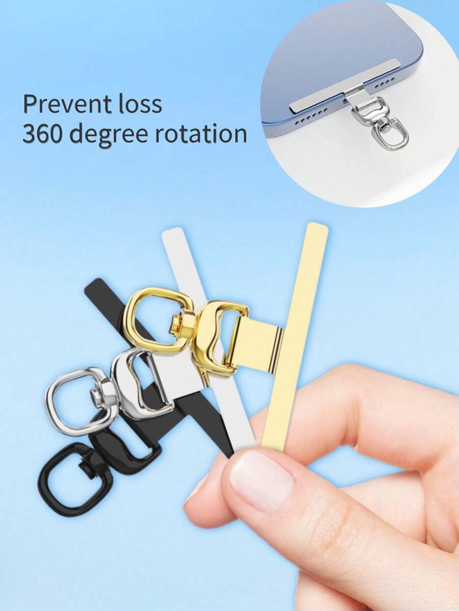 1/2/3 件超薄不锈钢防丢失挂绳贴纸垫 - 不会损坏手机，可更换手机挂绳组件、挂绳连接器 - 經典顏色 - 查看 1