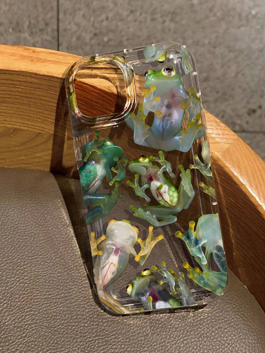 逼真的青蛙印花透明手机壳，适用于 防水防震防摔防刮 - 彩色 - 查看 1