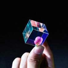 Optischer Glas X-Würfel doppelbrechender Würfel: RGB Kombinierer Teilerprismus, Bildungsgeschenk, Klassenzimmer-Physik, geeignet für Alter 14+