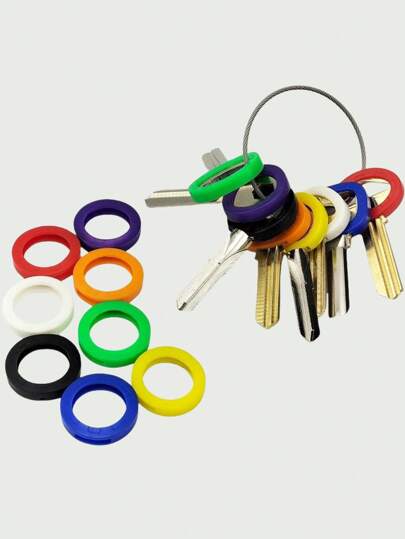 10/32Pcs Multicolor Silicone Key Covers - Elastic Hollow Key Protectors With Soft Rubber Caps & Keyring Case, Random Color For Enhanced Grip