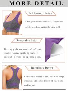 3 Pcs Sports Bra Support Yoga Gym Activewear Bra With Pocket - Multicolor - View 6