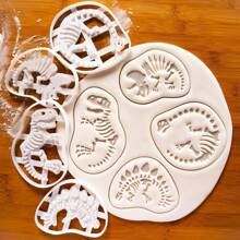 1/4 Pcs Dinosaur Biscuit Cutting Knife Dinosaur Skeleton Fossil Biscuit Cutting Knife Stegosaur Triangular Keel Fossil Mold For Stamp Baking Dinosaur Biscuit Enthusiasts (Designs: Tyrannosaurus Rex, Stegosaurus, Triceratops, And Long Neck)
