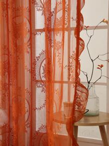 1pc French Romantic Lace Ruffled Window Curtain, Suitable For Bay Window, Living Room, Bedroom, Office, Kitchen, Study Room Home Decor