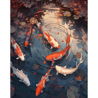 1/2pcs Painting By Numbers Fish Animals Paint Handpainted Drawing On Canvas Modern Home Artwork 40x50cm/16x20inch Without Frame