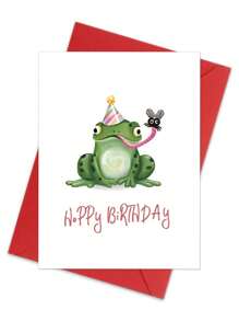 1PC Thiệp sinh nhật hình chú ếch nóng bỏng, Thiệp sinh nhật chú ếch giận dữ dễ thương và hài hước, Thích hợp làm quà tặng cho gia đình, bạn bè, đồng nghiệp và thiệp mừng ngày lễ tình nhân vui nhộn (kèm phong bì màu ngẫu nhiên), Quay lại trường, Đồ dùng học tập - Nhiều màu - Xem 11