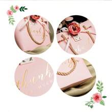 Set Of 5–Pink Wedding Gift Bags(Includes: Ribbon/Flower + Hand Strap + Gift Bag Box), 6.69*3.35*8.07in – Elegant Handbag For Bridal Shower, Party Favors, & Wedding Guest Gifts – Premium Quality, Reusable, Perfect For Bridesmaids & Guests, For Mother's Day, Bridesmaid Gifts, Graduation Gifts, Birthday Gifts, Wedding Gifts