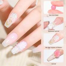 Mtssii 8ml Clear Non Stick Hand Extension Gel Nail Polish For 3D Shaping Nail Art Solid Milky Jelly Hard Gel For Fake Nail Carving Flower Nail Art Acrylic Gel Varnish Solid Builder Gel Easy To Operate Manicure For Home And Slaon - 裸色 - 查看 5