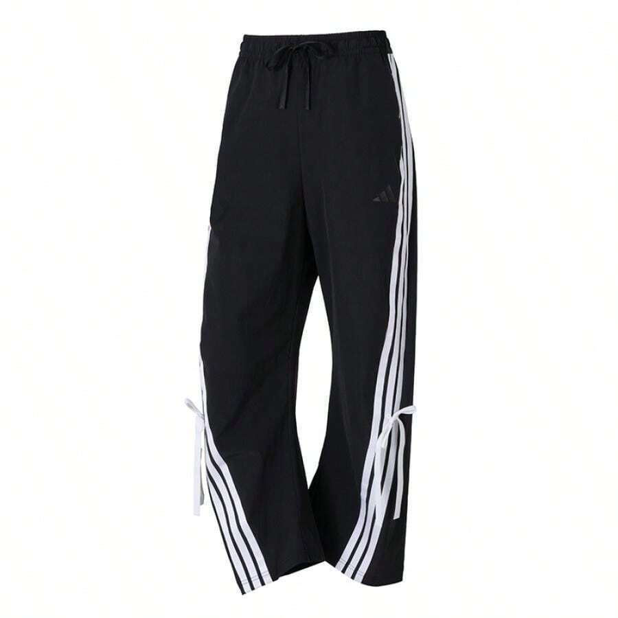 Adidas 女士健身裤，运动训练慢跑跑步长裤 JY7666 - 黑色/白 - 查看 1