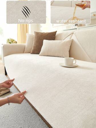 1pc All Season Universal Sofa Cover, Modern Minimalist Chenille Anti-Slip Water-Resistant Sofa Seat Cushion, Protector Slipcover For Bedroom, Office, Living Room, L-Shaped Sofa 1/2/3/4 Seats, Pet-Friendly, Machine Washable, Fade Resistant
