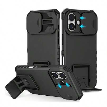 Hadaasi 1 szt. Czarny, przesuwany pokrowiec na obiektyw, składany stojak, etui ochronne z regulowaną podpórką, wstrząsoodporne, pełne etui kompatybilne z Galaxy A06, A16, A53, A22, A13, A42, A73, A32, A52, A72, A53, A14, A33, A34, A54, A24, A15, A05, A05S, S20, S21 FE, S22 Plus, S23, S24, S25 Ultra, Note 20, XR, 11, 12, 13, 14 Plus, 15, 16 Pro Max, 17pro/17promax/17Air/17, Pixel 8