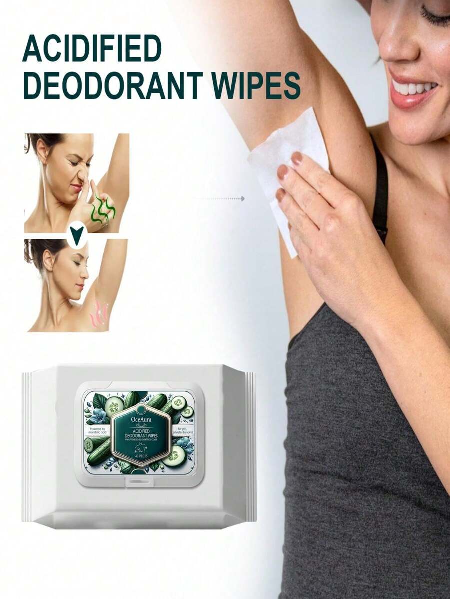 40pcs Deodorizing Wet Wipes, Cleans Underarms, Removes Sweat & Body Odor, Fresh Scent, Convenient For Mother's Day, Graduation, Friend Gatherings, Spring Outings, Travel, Summer - 白色 - 查看 1