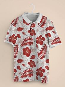 Summer Men's Beach Vacation Short Sleeved Polo Shirt Men's Casual Lapel Sports Top Polo