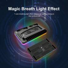 GAMINJA P58 Cooling Base With RGB Lights, Applicable For Disc & Digital Edition, Integrated Gamepad Dual Charging Dock, Cooling Fan, Remote Control Holder, Game Disc Storage, USB Hub, Headphone Hook - Upgraded Version - Transparent Black - View 6
