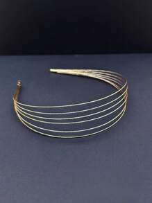 1pc Multi-Layer Metal Headband, Fashion Headpiece, Retro Headband, Glitter Party Hair Accessory. Suitable For Everyday Wear Or Festivals, High-End Golden Decorative Headband