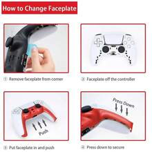 Juego TOPWOLF 5 en 1: Cubierta protectora del controlador de juego, que incluye cubiertas decorativas de repuesto para el frente y el mango central, y 4 tapas para los joysticks, compatible con 5 accesorios de juego, fabricado en material ABS, molde auténtico (controlador no incluido) - Juego de fundas 5 en 1 para PS5 - Ver 9