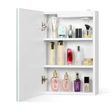 LED Bathroom Mirror Cabinet, 400x600mm,Demister, Dimmable, 3 Colour Light Makeup Mirror,Wall Mounted Bathroom Mirror Cabinet With Lights And Shaver Socket (40 X 60 Cm) - 白色 - 查看 8