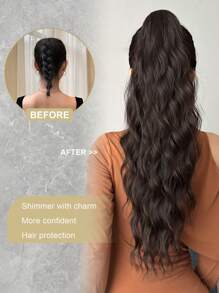 爪形马尾辫延长 黑色棕色 英寸长水波发耐热纤维合成马尾辫适合女性和女孩在派对上日常使用 - 黑棕色 - 查看 7