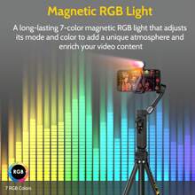 AOCHUAN 可折叠便携式云台稳定器 7.0 防抖升级版 7 色磁吸补光灯 运动时顺滑对焦 360 度旋转追踪开关 AI 手势控制 适用于全景广角电影直播延时拍摄 节日送礼佳品 兼容 Android 手机 手机相机智能跟随相机手机支架，360°旋转 适用于暑假、旅行度假、直播、Vlog、家庭聚会、手持自拍、户外活动、采访 Nan ActiveTrack - 黑色 - 查看 10