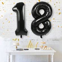 1/2 件黑色数字气球 40 英寸 1-80 数字铝膜气球适用于生日派对、周年纪念日等派对室内外装饰,营造派对氛围 - 黑色 - 查看 46