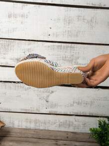 Women's Fashionable Comfortable Platform Solid Color Bow Woven Beach Style Versatile Lady Wedge Sandals - Multicolor - View 9