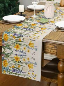 1 pezzo Runner da tavolo, runner da tavolo floreale vintage di primavera/estate, tovaglia, decorazione per cucina e sala da pranzo domestica, decorazione floreale di fattoria stagionale, forniture per feste interne/esterne, adatto per ristorante e casa - Multicolore - Visualizzare 2