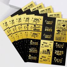 30 件/5 张黑色和金色 2025 届毕业迷你糖果棒包装纸，祝贺迷你巧克力棒标签贴纸，毕业派对礼物，毕业派对装饰，无糖果
