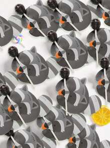 50pcs Fox Lollipop Paper Cards, DIY Decorative Cards - Multicolor - View 5