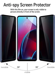 3Pcs Privacy Screen Protector Compatible With Samsung Galaxy & Moto , 9H Hardness,Scratch-Resistant, Anti Spy Anti Peeping, Case Friendly Tempered Glass For Realme OPPO OnePlus Mi Redmi Gift For Birthday, Family, Friends Anti-Spy, Phone Screen Protector, Phone Accessories - Black - View 2