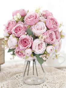 1/2pcs Artificial Rose Bouquet - Premium Real Touch Roses For Wedding/Valentine's Day, DIY Bridal Bouquet & Home Decor, Romantic Centerpiece For Party/Mother's Day Gift (Deep Red/Blush Pink)