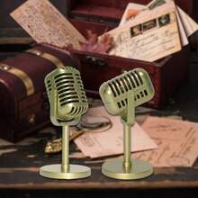 Retro Microphone Prop Classic Plastic Microphone Party Favors Live Performance Home Dration Ornaments - Silver - View 7