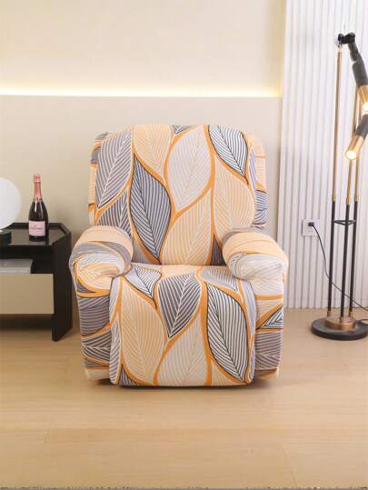 4/6/8pcs Leaf Pattern Recliner Chair Covers, Suitable For All Seasons, Removable & Washable Sofa Protector For Office, Living Room, Home Decor
