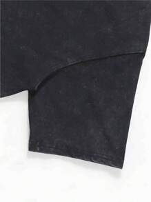 1 Piece, Washed Printed T-Shirt 230g, Exotic Creature Sitting On The Shopping Cart, High-Quality Wax Printed Cotton Retro Fashion Brand T-Shirt, Suitable For Summer T-Shirt With A Certain Thickness, Holiday Gift