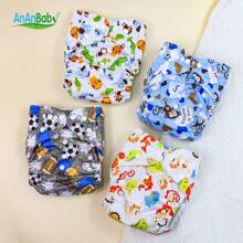 4 件装纯色婴儿可重复使用尿布裤，夏季男童女童婴儿童可洗内衣，尿布裤带尿布垫插入物