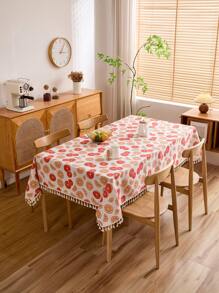 1pc Linen Texture Digital Fruit Print Tablecloth, Versatile For All Seasons - Colorful Fruits - View 11