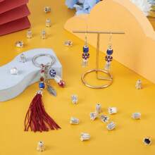 20 piezas Cuentas espaciadoras con forma de flor en color plata envejecida de 10x10mm, casquillos terminales metálicos para hacer joyas DIY