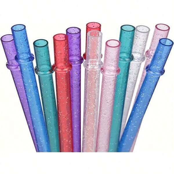 A Set Of 12 Reusable Titan Straws, With Cleaning Brushes Included, Designed For 9-Inch Long, Shiny Drinking Straws Suitable For 24-30 Ounce Mason Jars And Thermoses. These Straws Are Dishwasher Friendly, Durable, And Easy To Clean, Making Them Convenient Kitchen Tools.,School Supplies