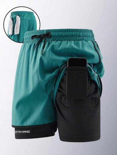 1 st löparshorts för utomhussport för män, andas snabbtorkande tryckt, lämplig för vår/sommar utomhuslöpning och fitness